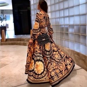 Dress maxi black and gold